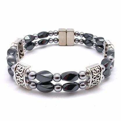 Black Hematite Twist Double w Crystal Option