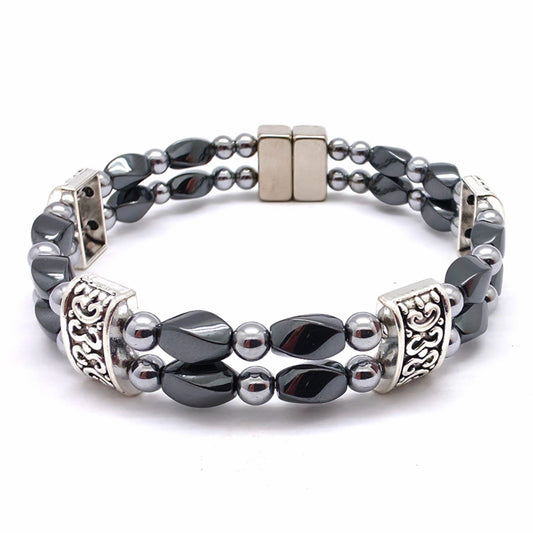 Black Hematite Twist Double w Crystal Option