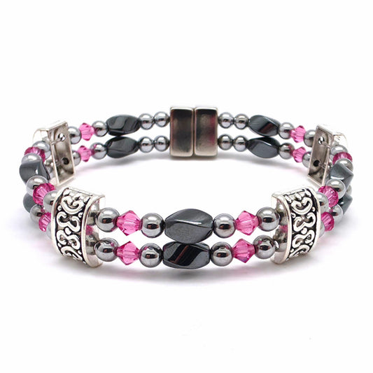 Black Hematite Twist Double w Rose