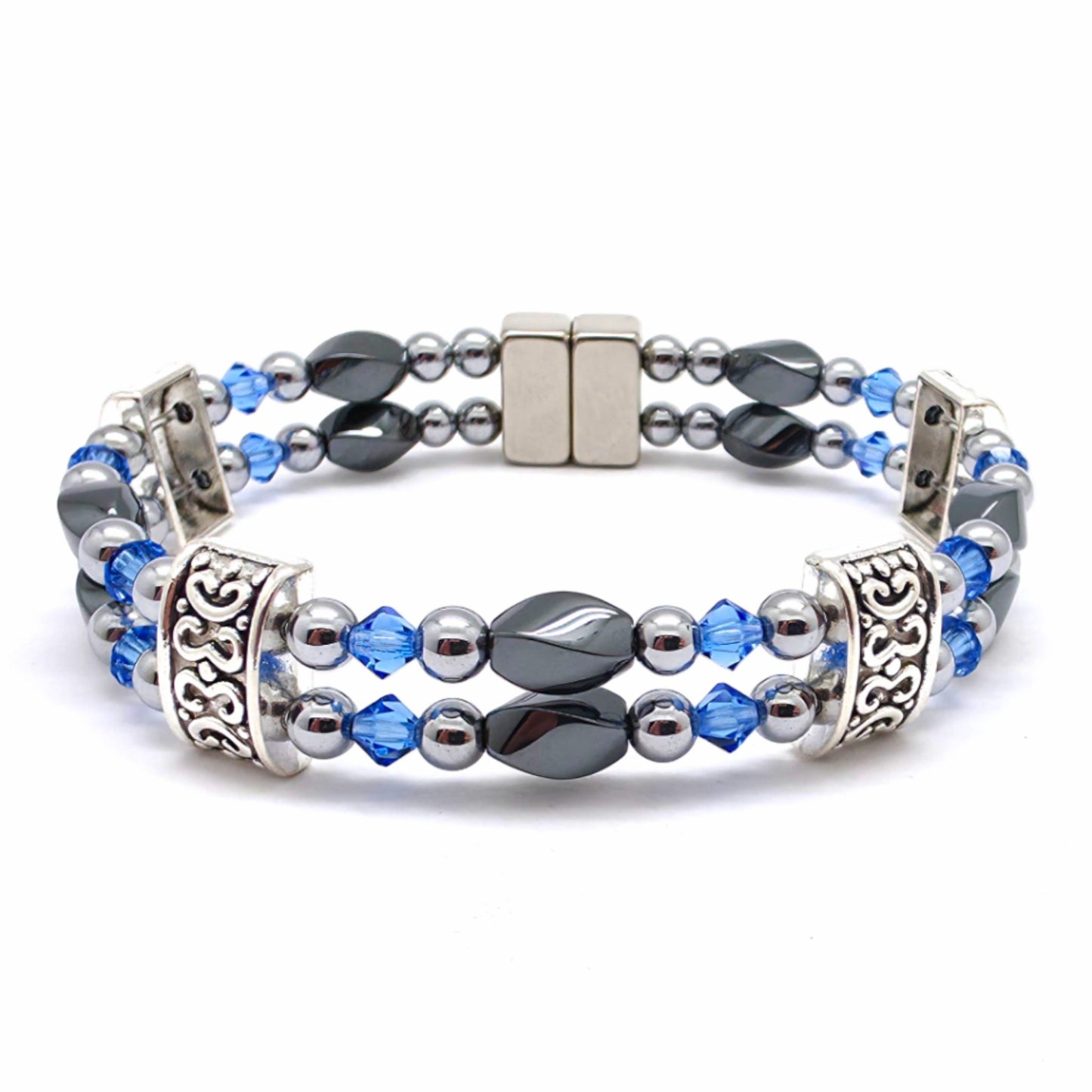 Black Hematite Twist Double w Sapphire