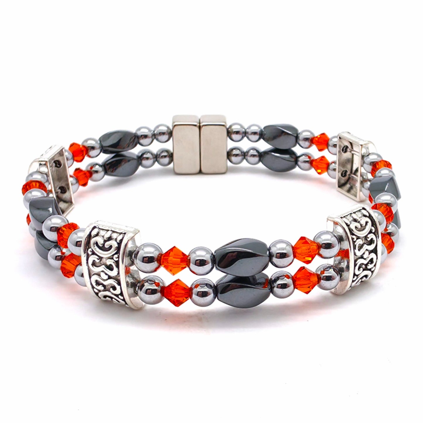 Black Hematite Twist Double w Crystal Option