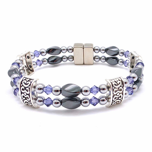 Black Hematite Twist Double w Tanzanite