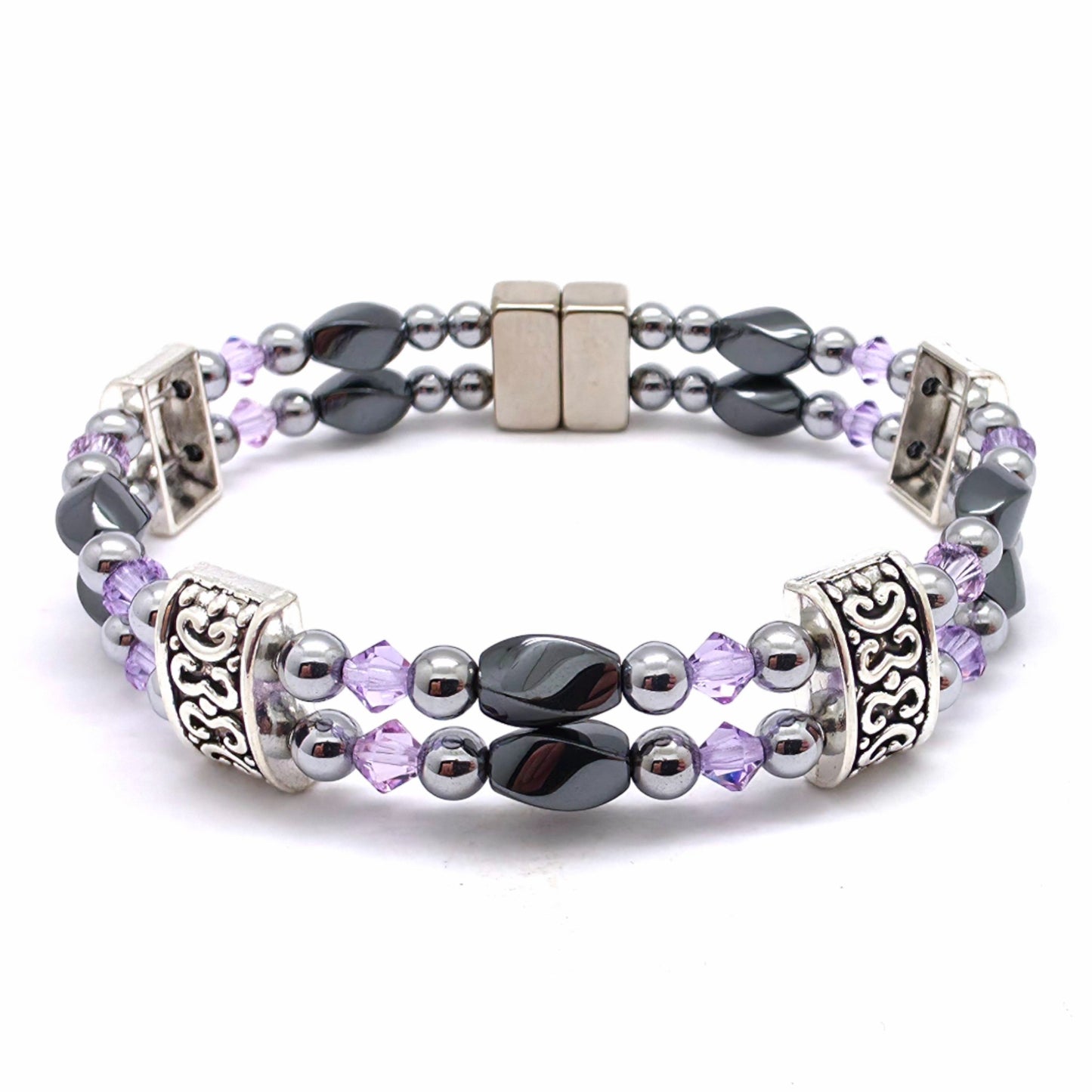 Black Hematite Twist Double w Violet
