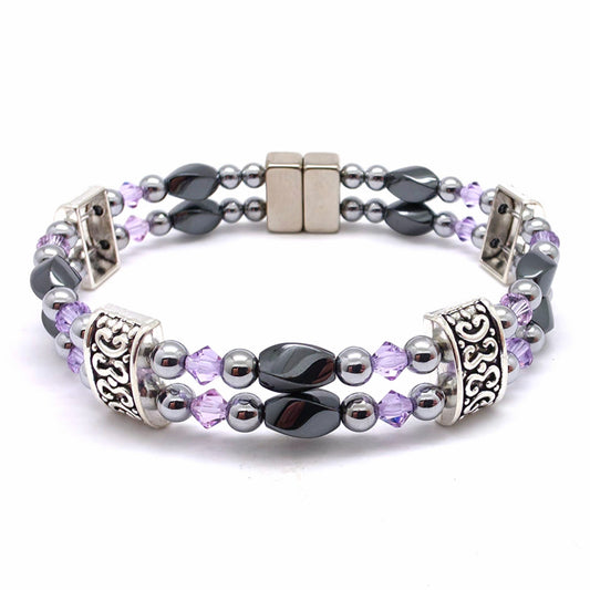 Black Hematite Twist Double w Violet