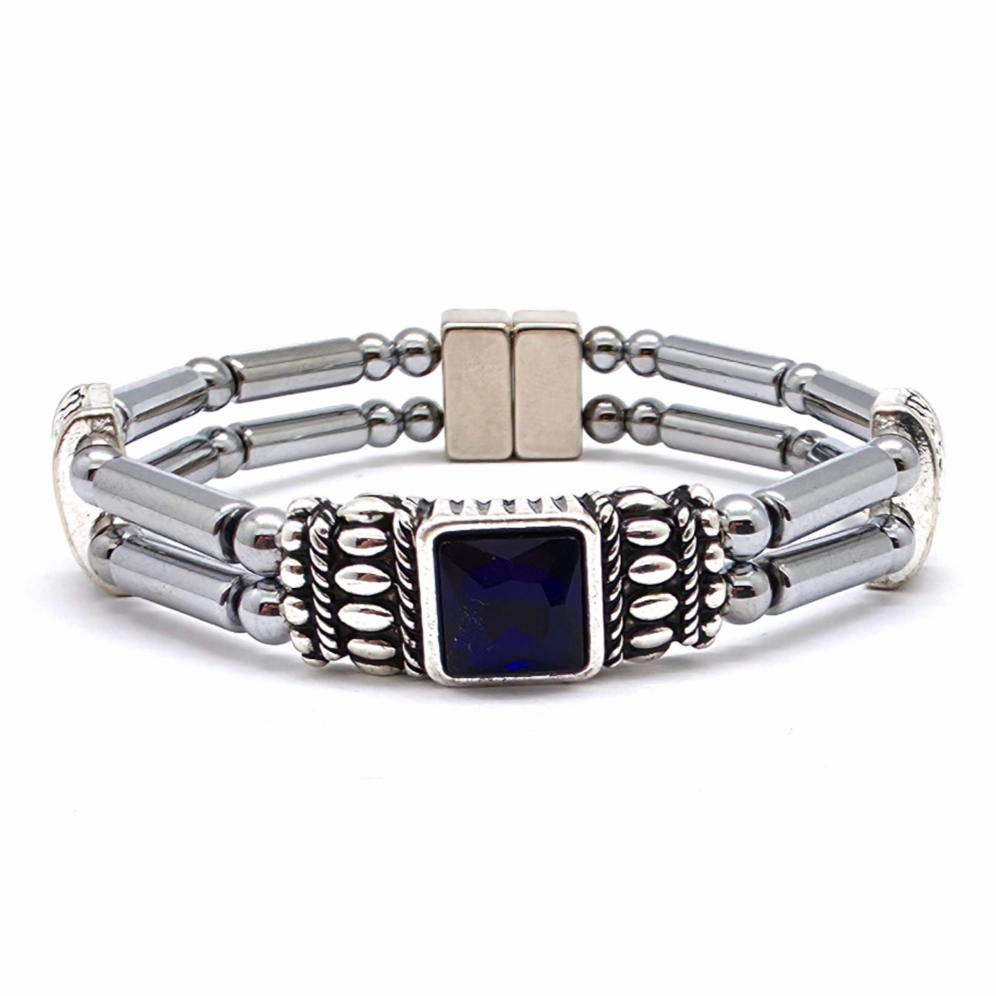 Centered Square Blue Zircon Birthstone Double
