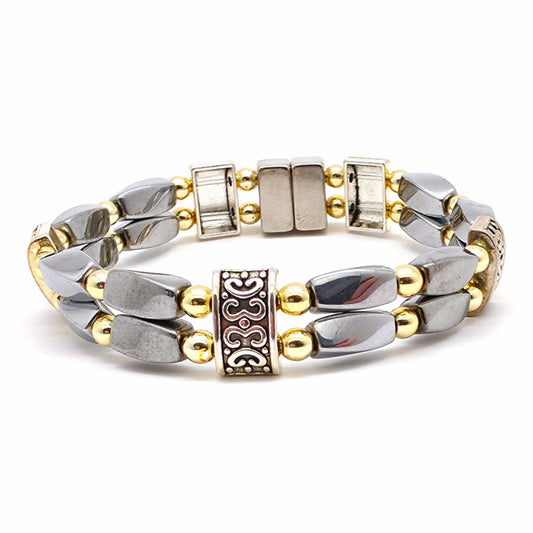 Silver Hematite Twist Double