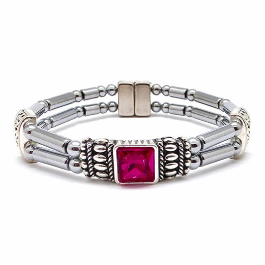 Centered Square Rose Birthstone Double