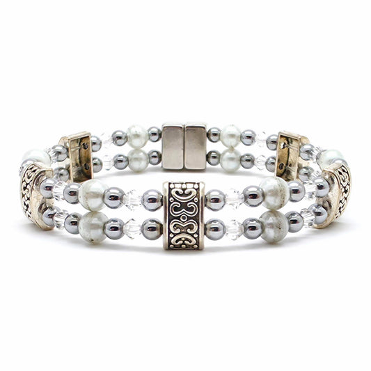 White Pearl Double with Clear Crystals