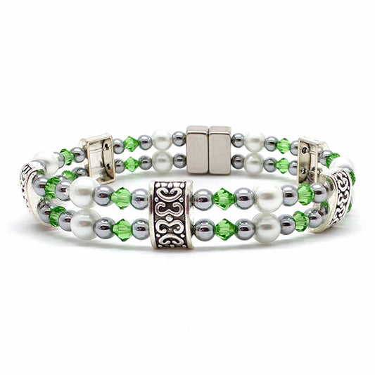 White Pearl Double with Peridot