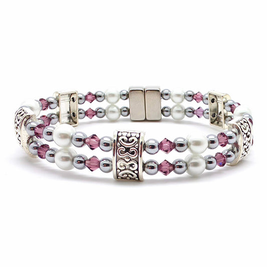 White Pearl Double with Amethyst