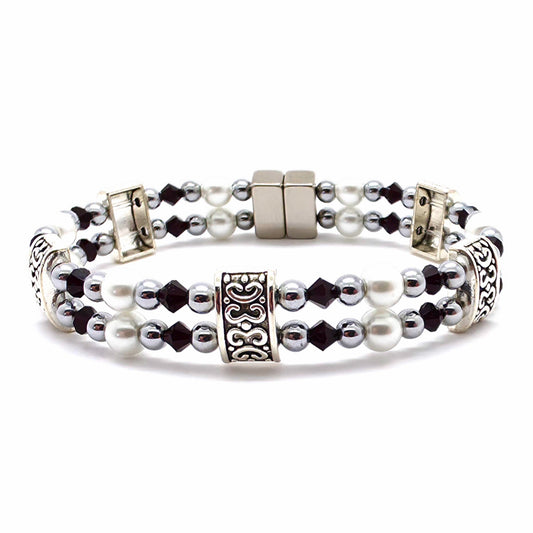 White Pearl Double with Garnet