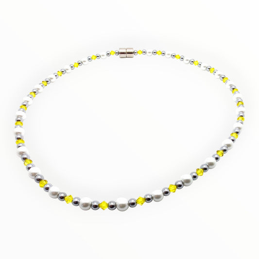 White Pearl w Citrine Necklace