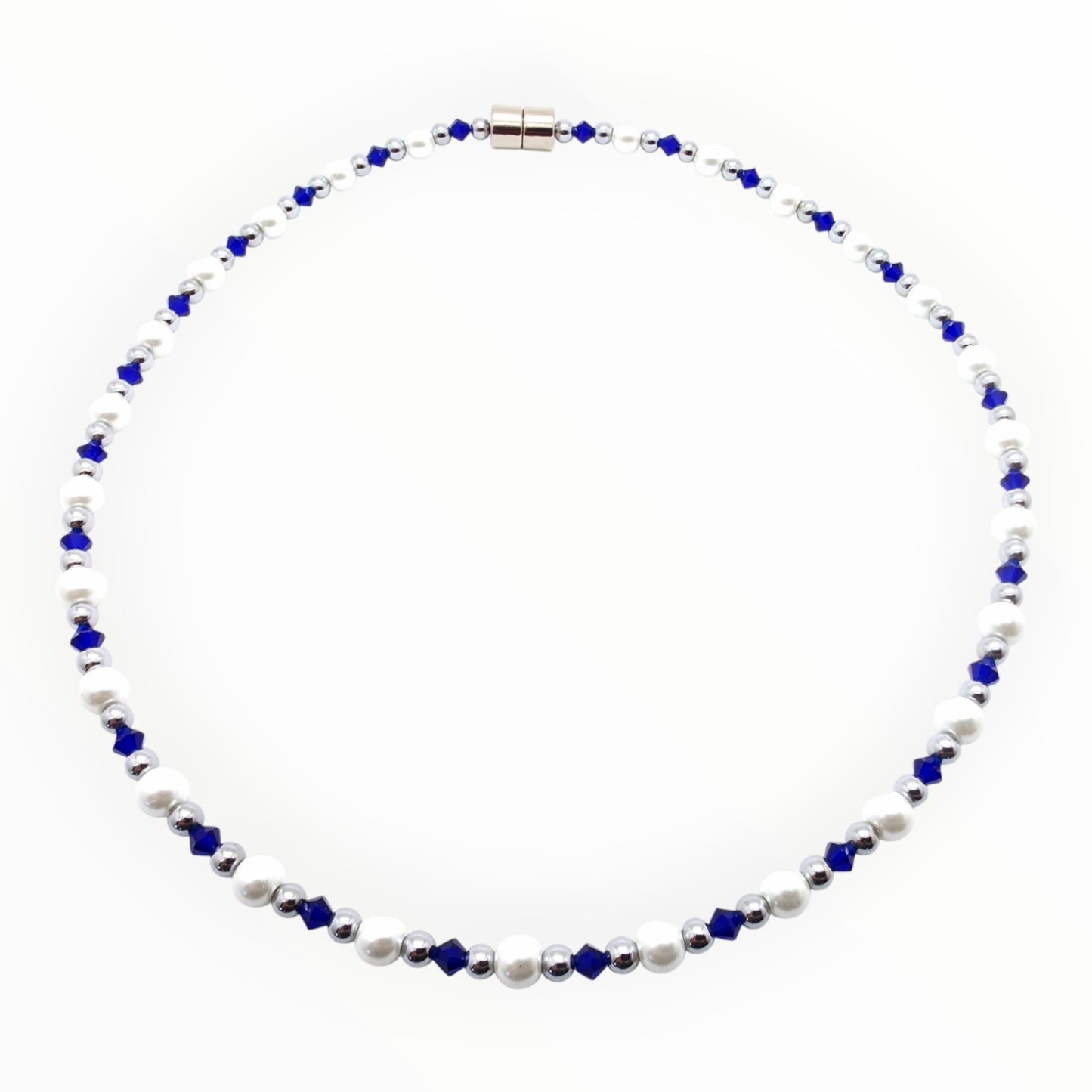 White Pearl w Cobalt Necklace