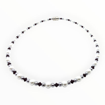 White Pearl w Crystal Option Necklace