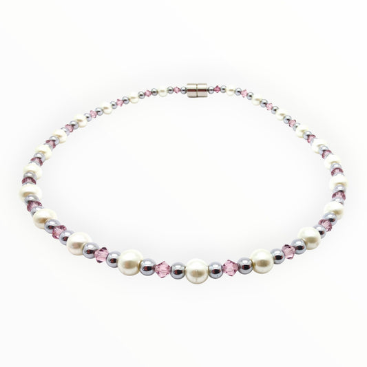 White Pearl w Light Amethyst Necklace