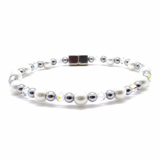 White Pearl Single w AB Crystals