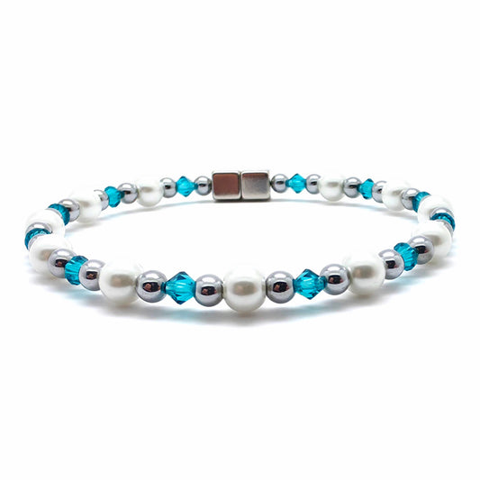 White Pearl Single w Blue Zircon