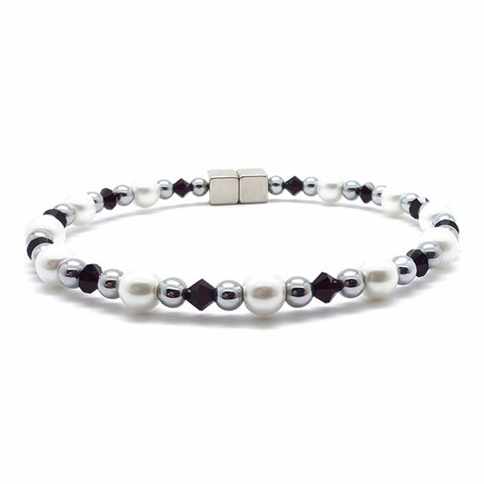 White Pearl Single w Garnet