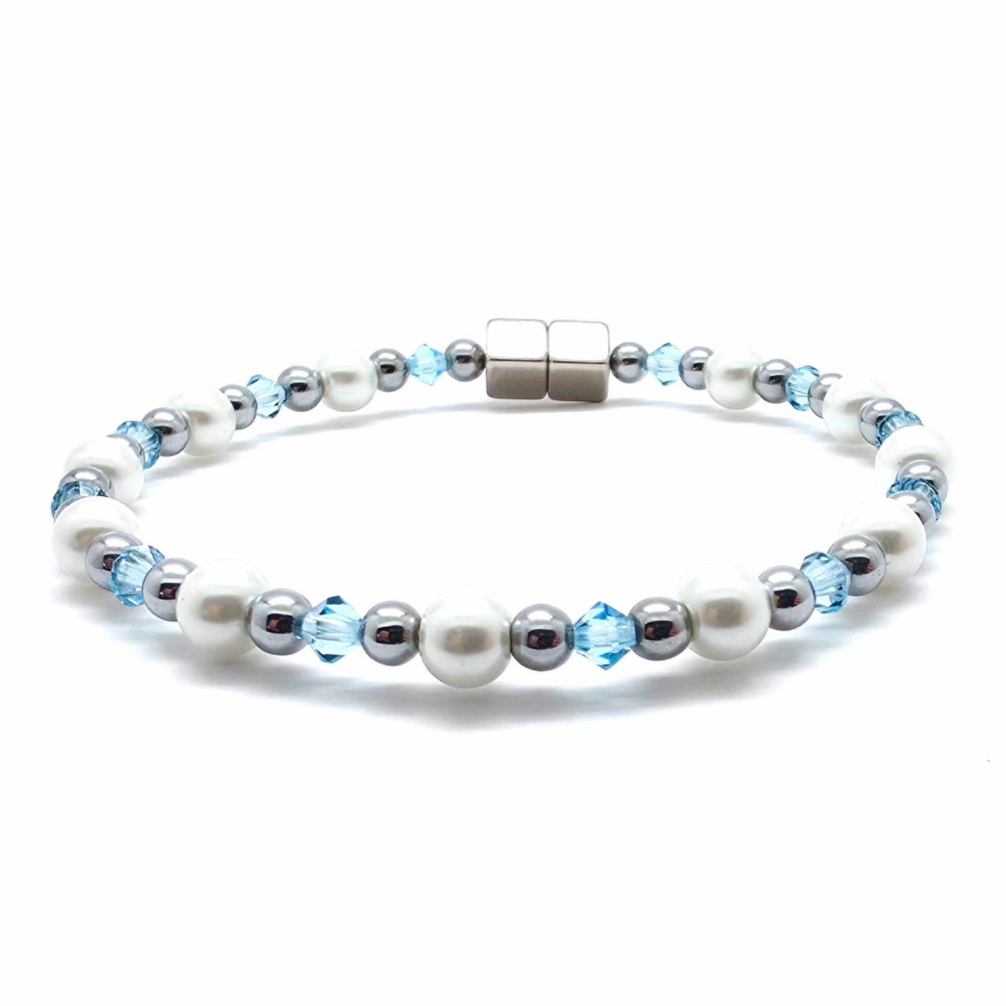 White Pearl Single w Aquamarine