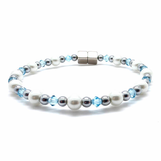 White Pearl Single w Aquamarine