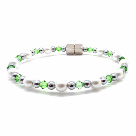 White Pearl Single w Peridot