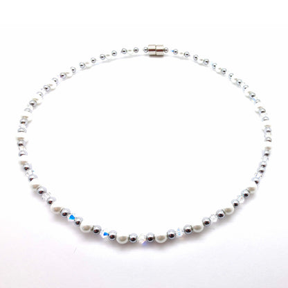 White Pearl w Crystal Option Necklace