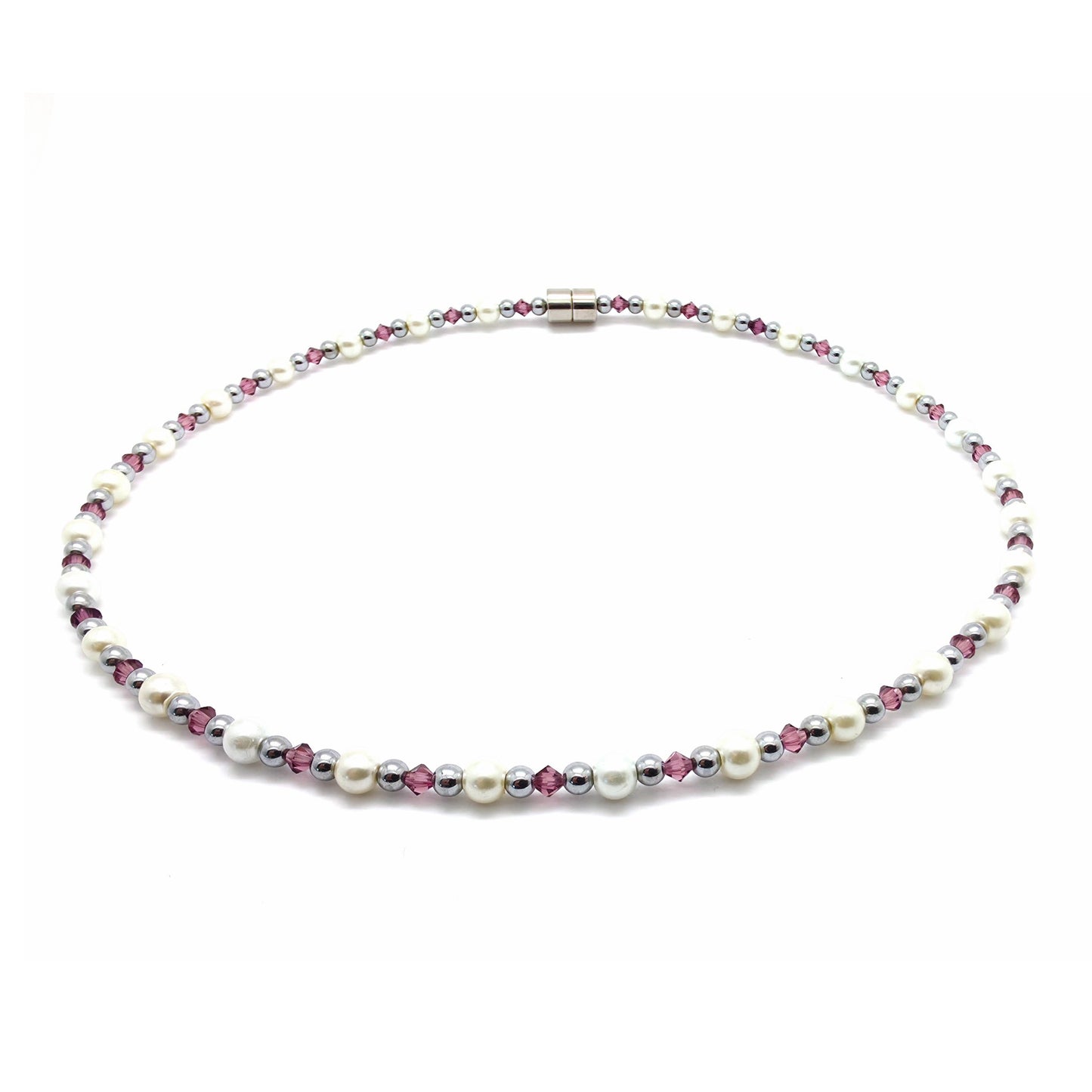 White Pearl w Crystal Option Necklace