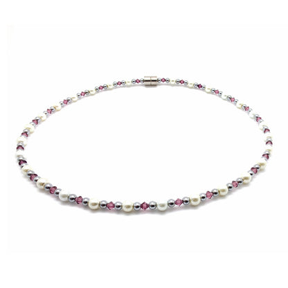 White Pearl w Crystal Option Necklace