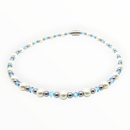 White Pearl w Crystal Option Necklace