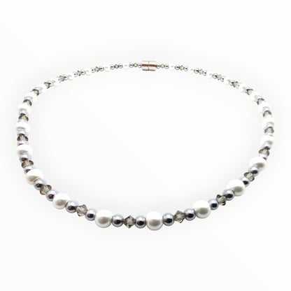 White Pearl w Crystal Option Necklace