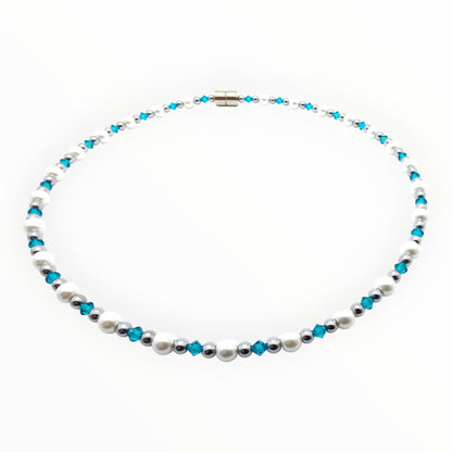 White Pearl w Crystal Option Necklace