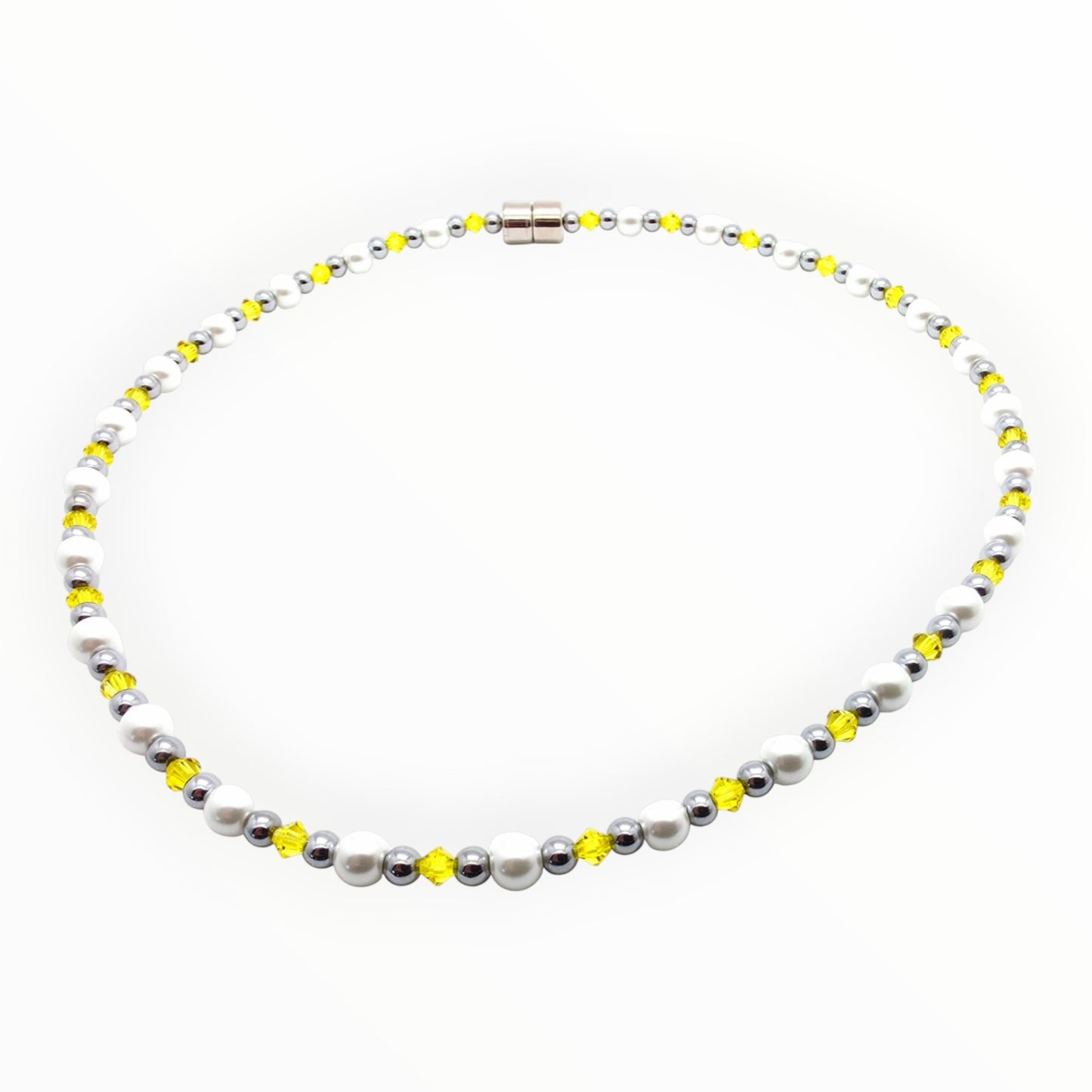 White Pearl w Crystal Option Necklace