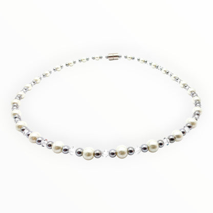 White Pearl w Crystal Option Necklace