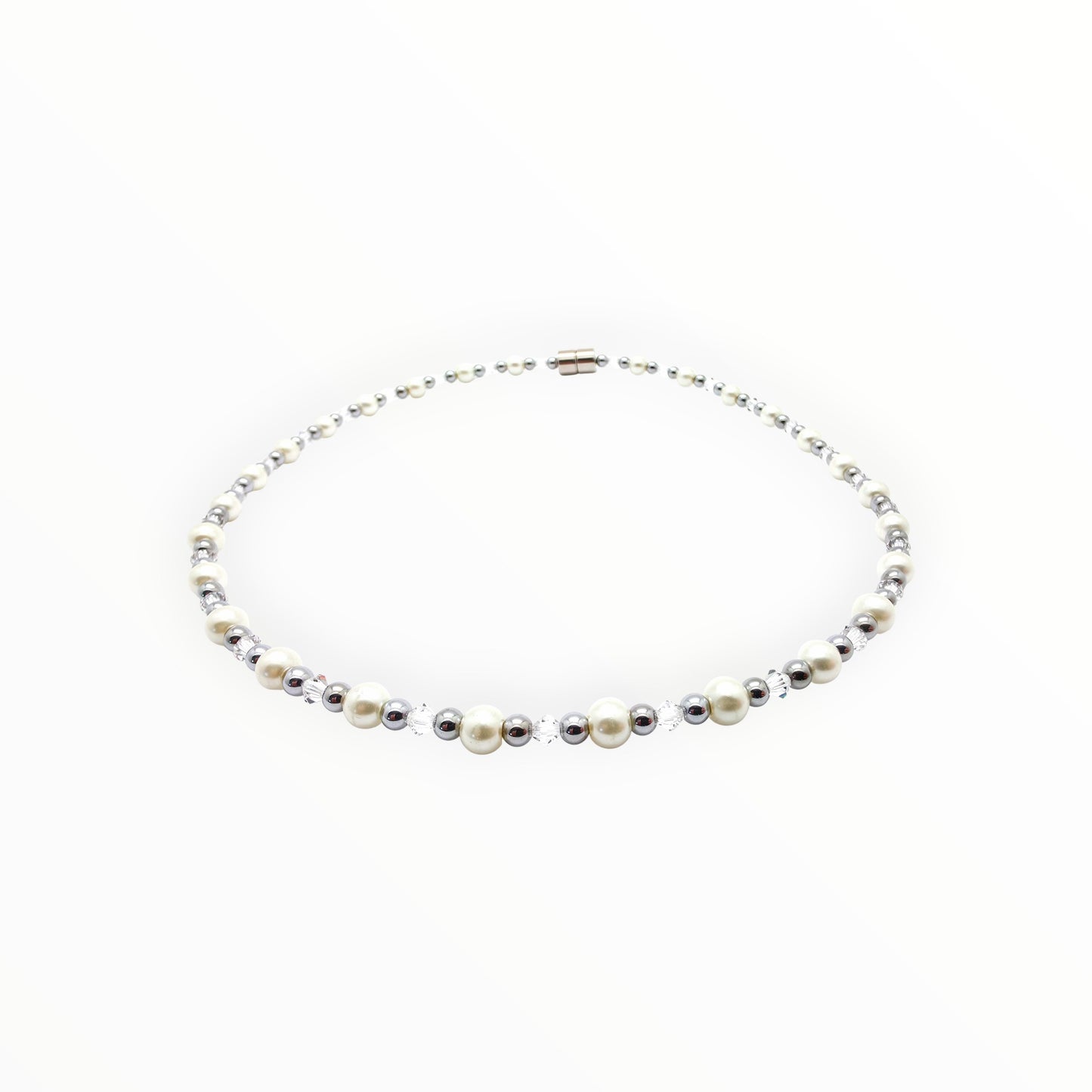 White Pearl w Crystal Option Necklace