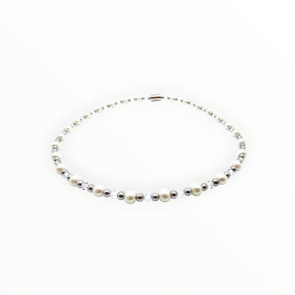 White Pearl w Crystal Option Necklace