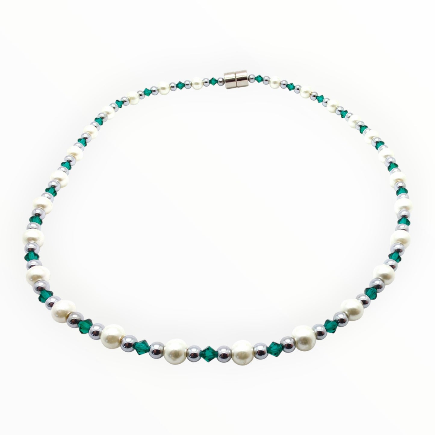 White Pearl w Crystal Option Necklace