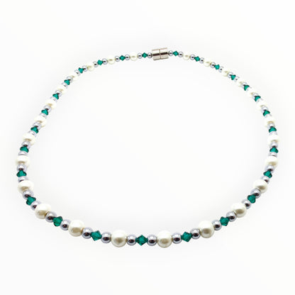 White Pearl w Crystal Option Necklace