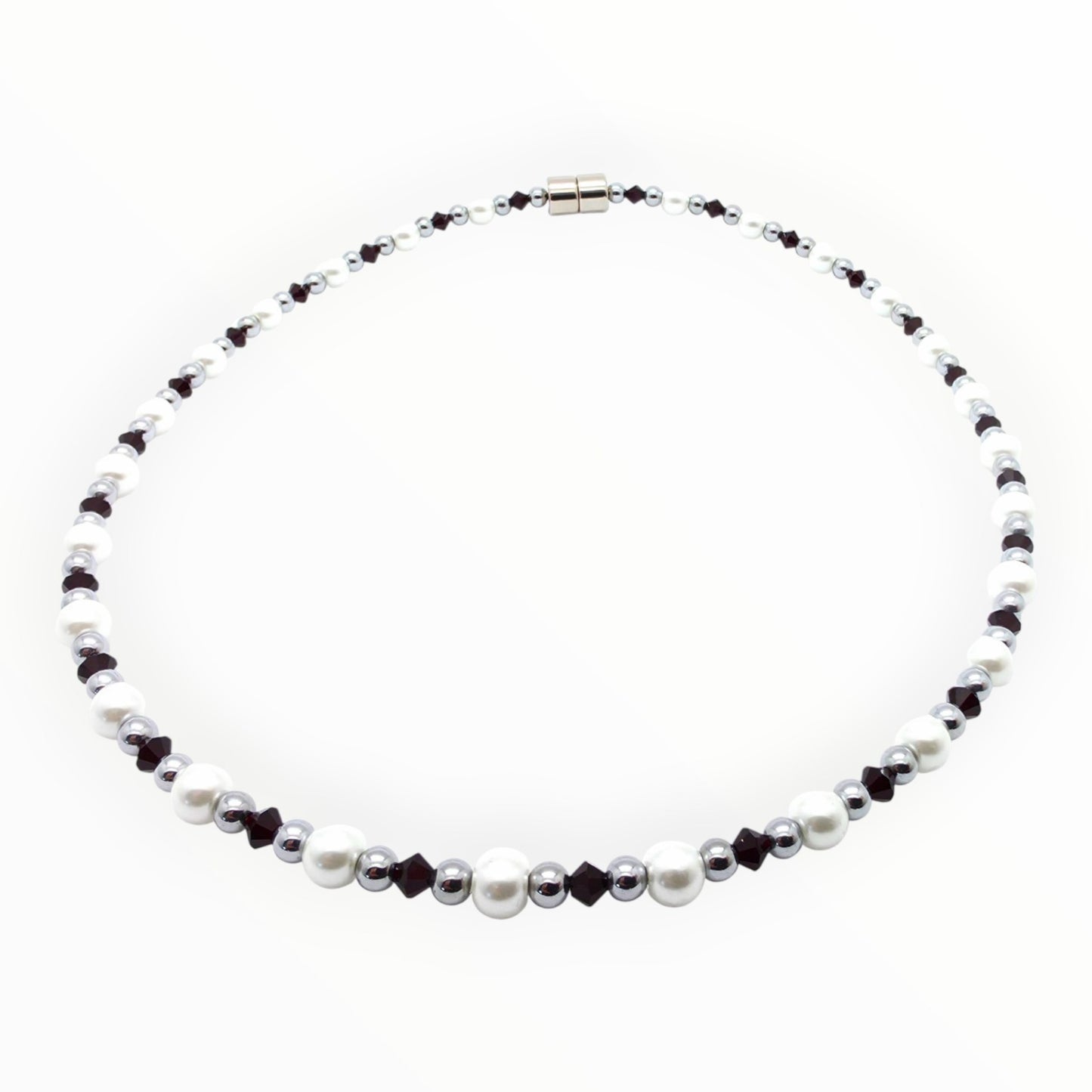 White Pearl w Crystal Option Necklace