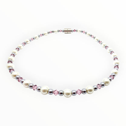 White Pearl w Crystal Option Necklace