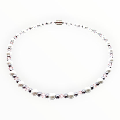 White Pearl w Crystal Option Necklace