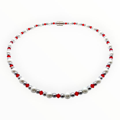 White Pearl w Crystal Option Necklace