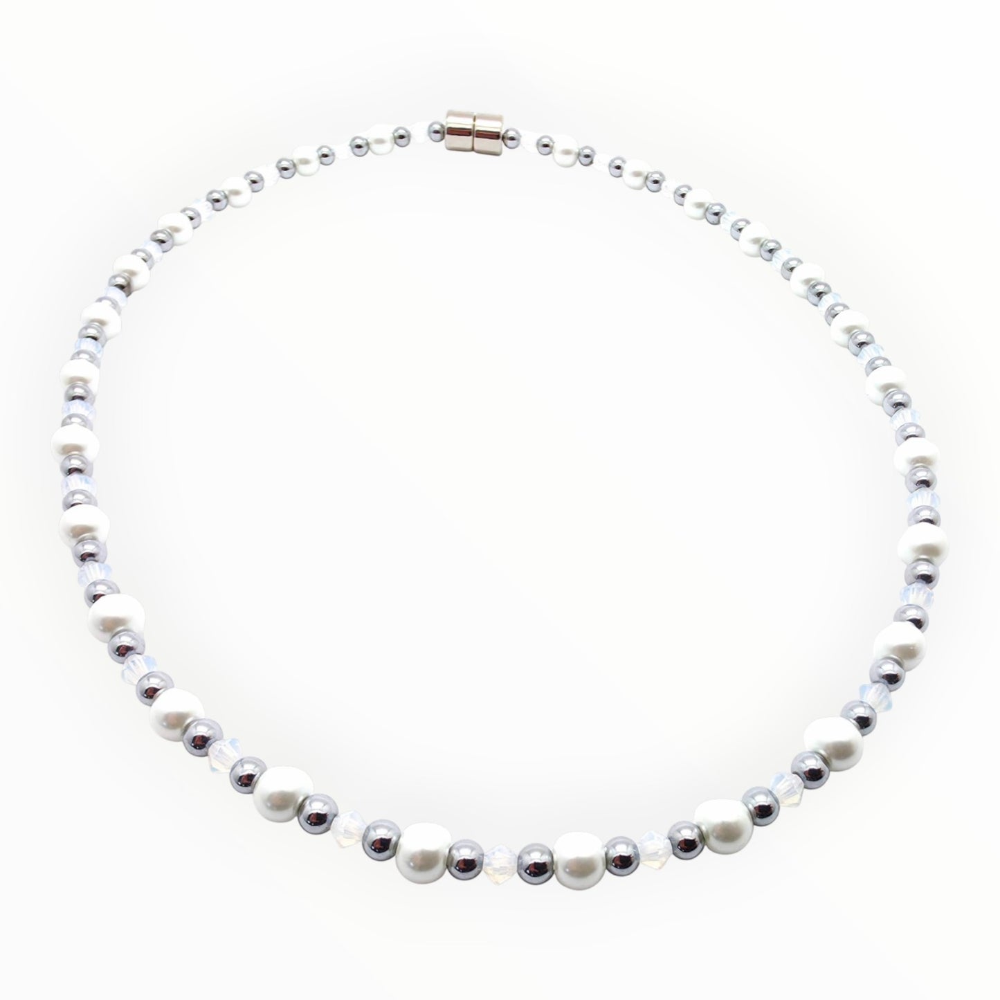 White Pearl w Crystal Option Necklace