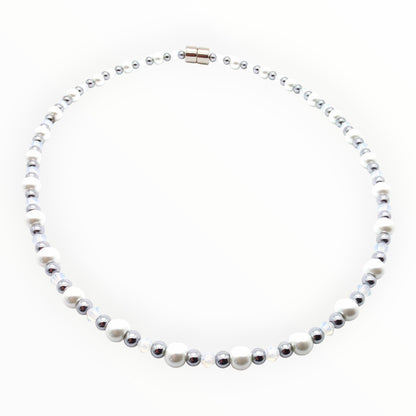 White Pearl w Crystal Option Necklace