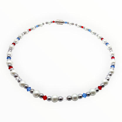 White Pearl w Crystal Option Necklace
