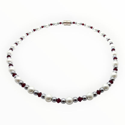 White Pearl w Crystal Option Necklace