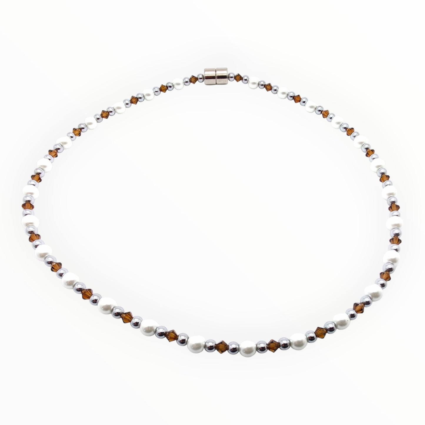 White Pearl w Crystal Option Necklace