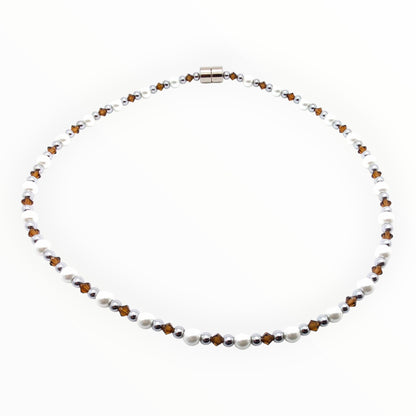 White Pearl w Crystal Option Necklace
