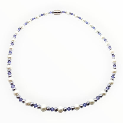 White Pearl w Crystal Option Necklace