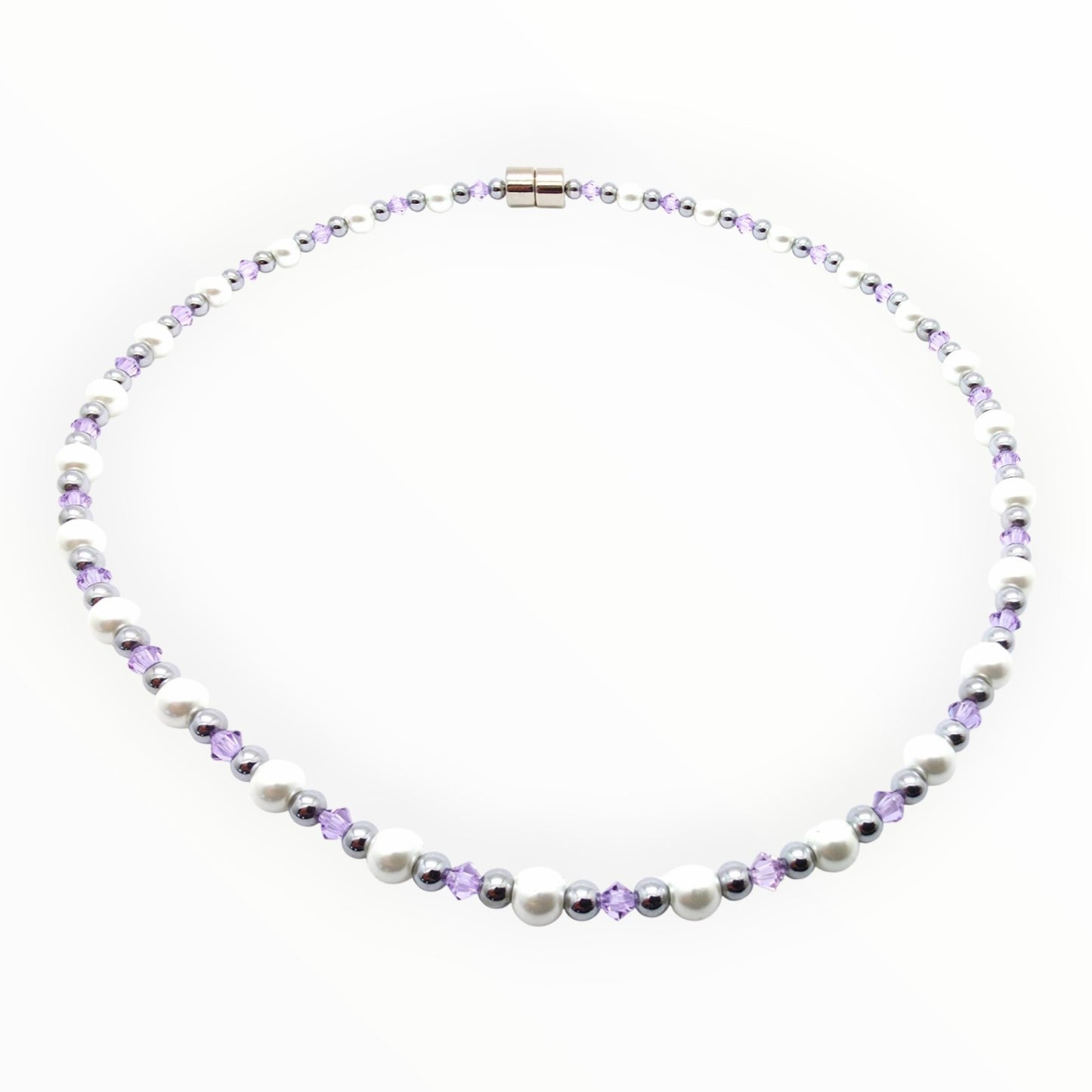 White Pearl w Crystal Option Necklace