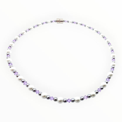 White Pearl w Crystal Option Necklace